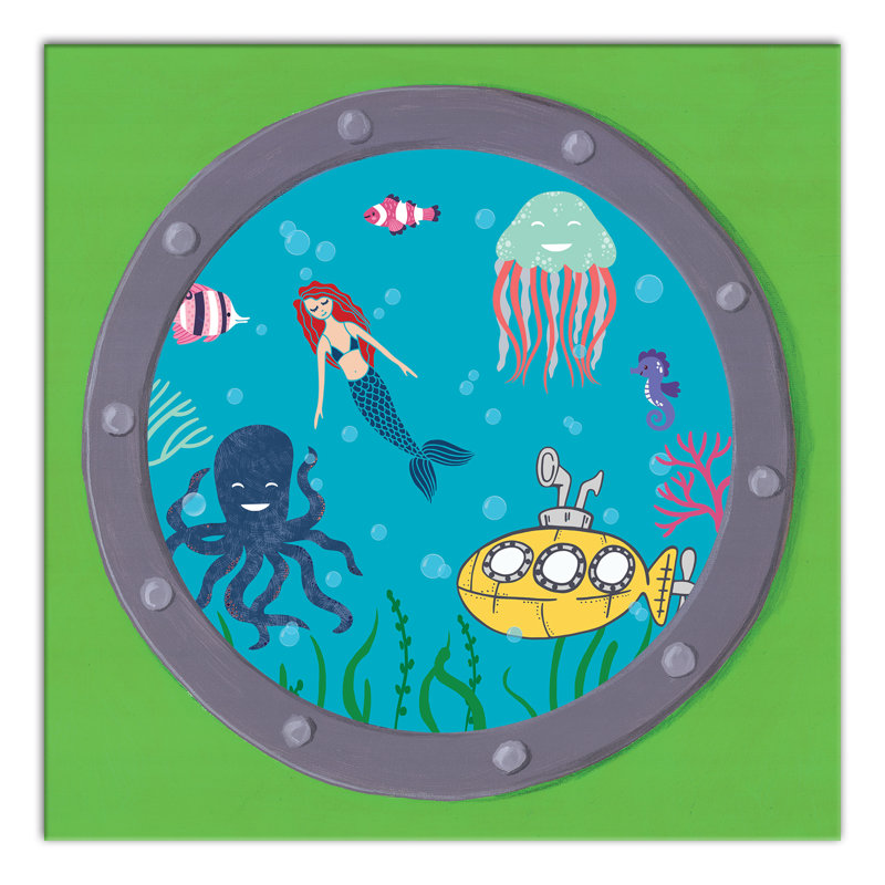 Art sous-marin de fenêtre sous-marin Mcchesney, H 16 po x l 16 po x P 1,25 po