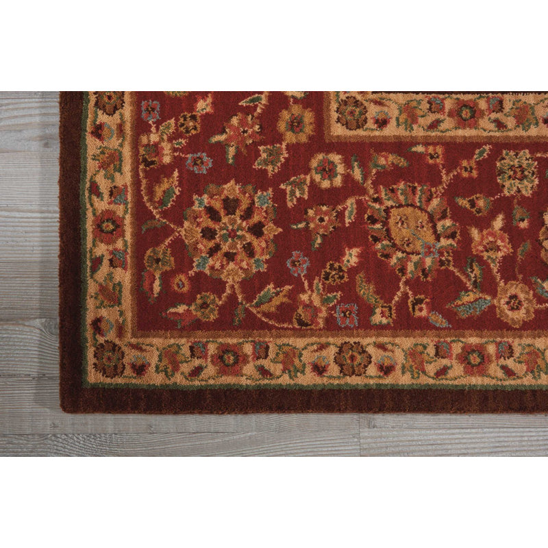 Tapis rouge en laine Neddra, Rectangle 8 pi 3 po x 11 pi 3 po