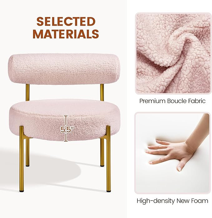 Pivot de 23 po Aniaha, Tissu bouclé rose