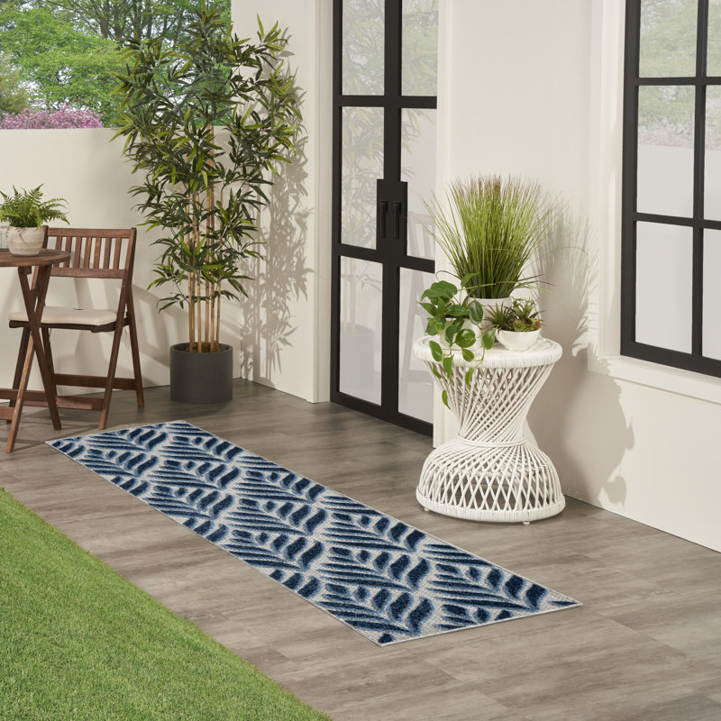 Antwun Nature Blue Indoor/Outdoor Area Rug, Runner 2' x 6'