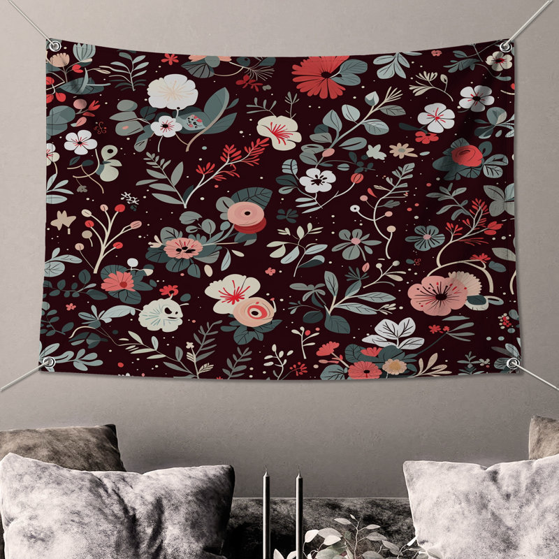 Tapisserie florale - Décoration murale nature, 50 po H x 60 po L avec 4 œillets