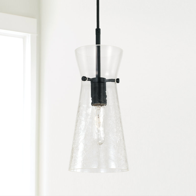 Luminaire suspendu conique à 1 lumière Farryn, Noir mat