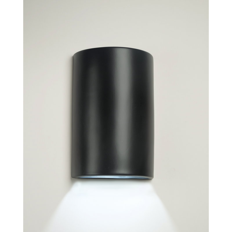 Lampe murale d'extérieur en céramique Charny, ampoule DEL incluse, Noir mat, H 15 po x l 10 po x P 5 po, 2-Pack