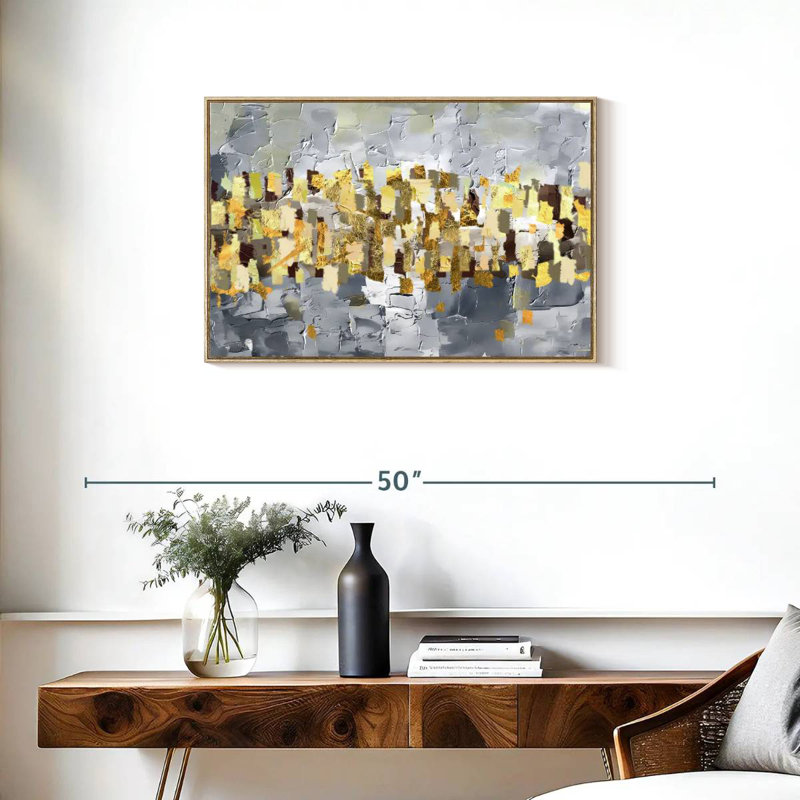 Or et argent Leota, Cadre flottant en bois naturel, 31 po x 21 po