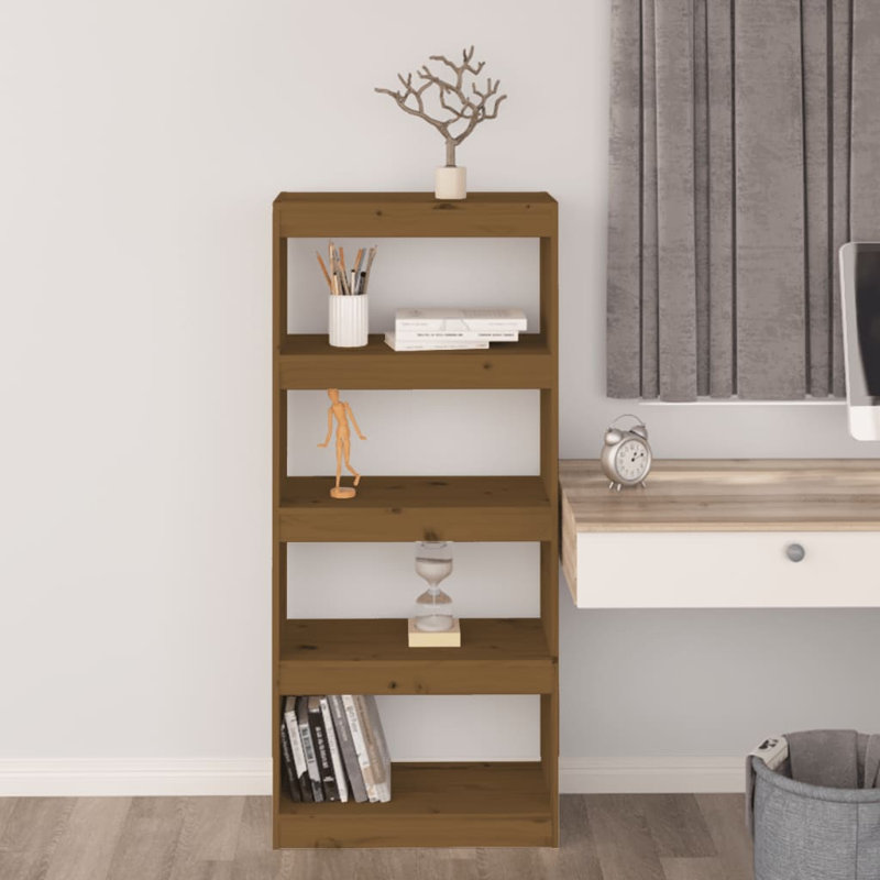 Jamarqus 135.5cm H Solid Wood Standard Bookcase, 135.5cm H x 60cm W x 30cm D, Dark Brown