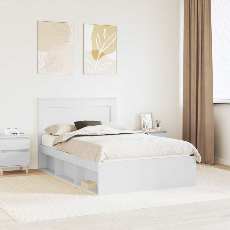 Solid Wood Bed, Small Double (4'), White