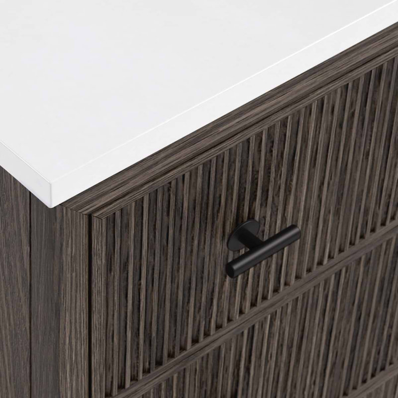 TileBar Studio Vanities Rhett Vanity with Top, Espresso Oak, 60" W, White Quartz