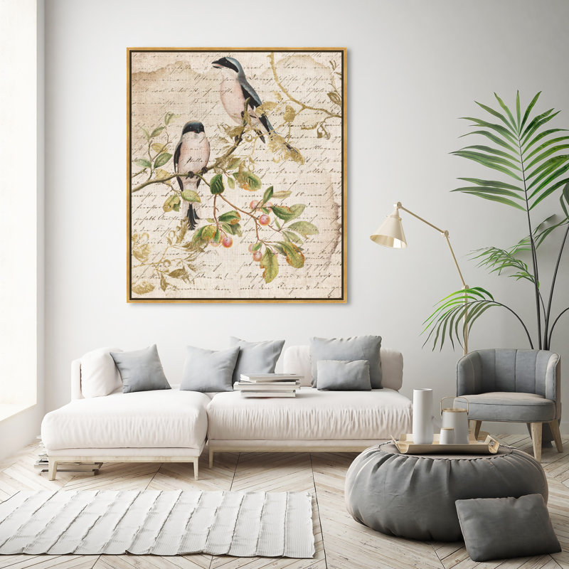 Sing Sing Birds, Tree Singing Birds Cabin / Lodge Black - impression, Cadre en plastique doré, H 46 po x l 37 po