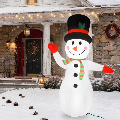 8FT Lighted Christmas Inflatable Snowman - Automatic Inflation Yard Decor for Lawn & Garden Holiday Decor