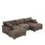 Canapé modulaire réversible 3 pièces rembourré en flanelle de fourrure de lapin brun clair avec canapé modulaire 3 pièces-1045924591