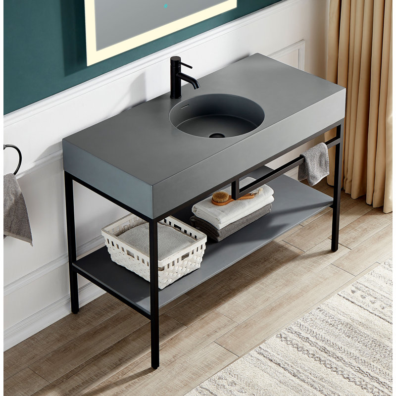 ANZZI Siena Series 22 " Resin Circular Bathroom Sink and Overflow Hole