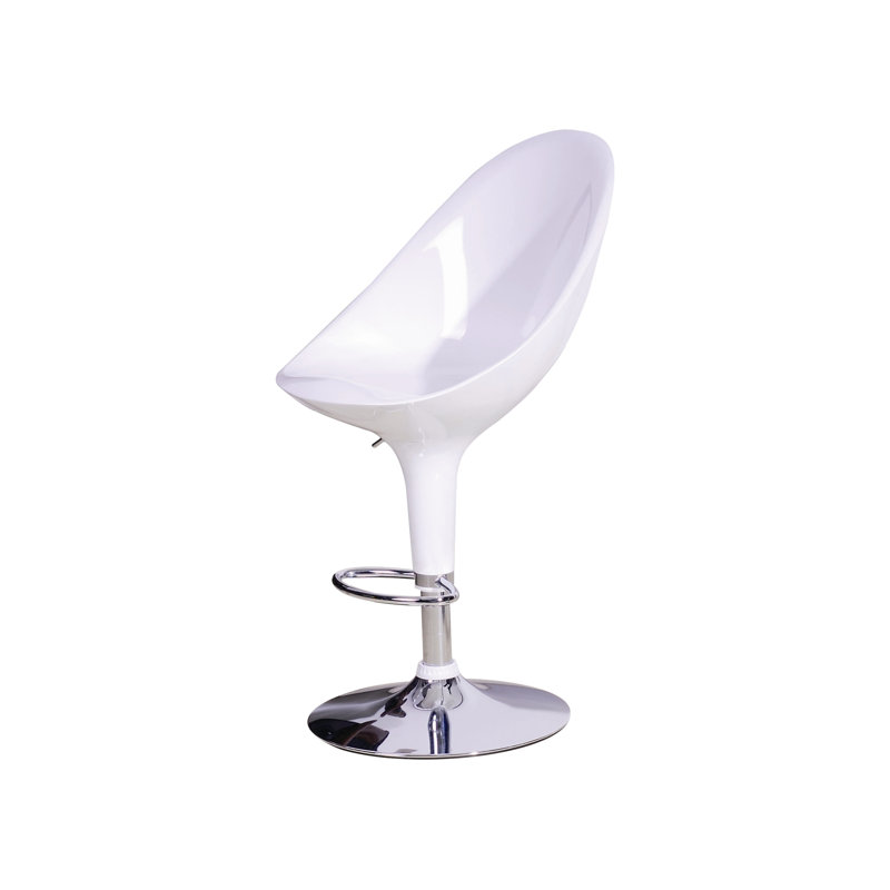 Hyland Swivel Adjustable Height Counter Stool with Metal Frame, Chrome/White