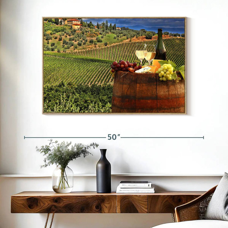 Vin blanc toscan, Cadre flottant en bois naturel, 40 po x 27 po