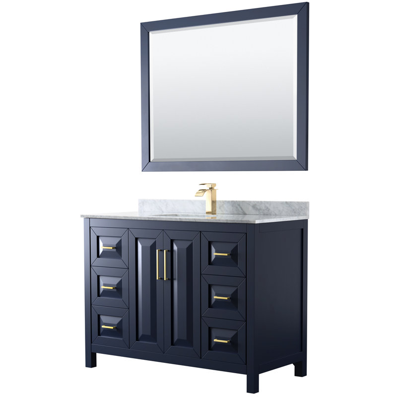 Daria 48'' W Single Vanity, Dark Blue, Brushed Gold