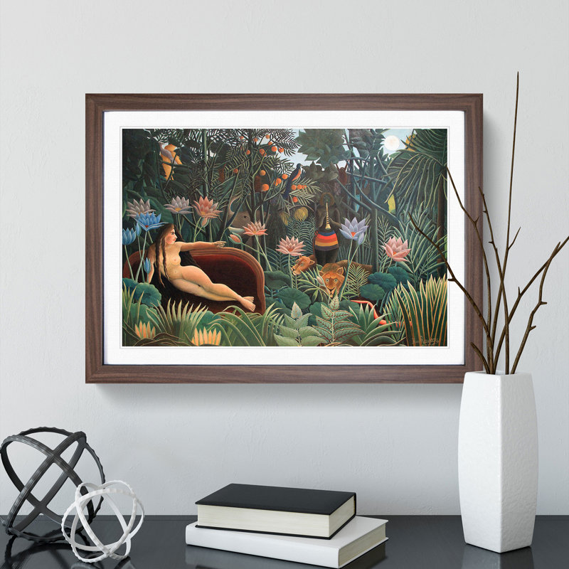 The Dream by Henri Rousseau - Picture Frame Painting, 36cm H x 48cm W x 2cm D, Walnut