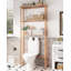 Tablette de rangement en bambou au-dessus de la toilette - Organisateur de salle de bain autoportant à 3 niveaux, tablette compacte pour la toilette au-dessus, imperméable et antirouille, couleur naturelle