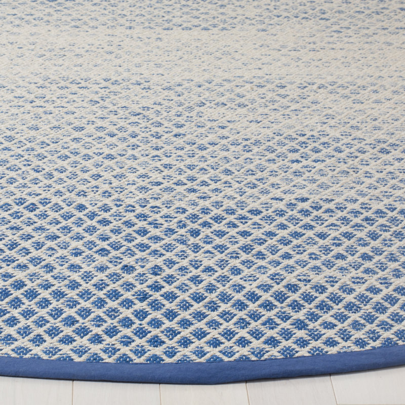Aitken Hand Woven Cotton Geometric Rug, Round 8'