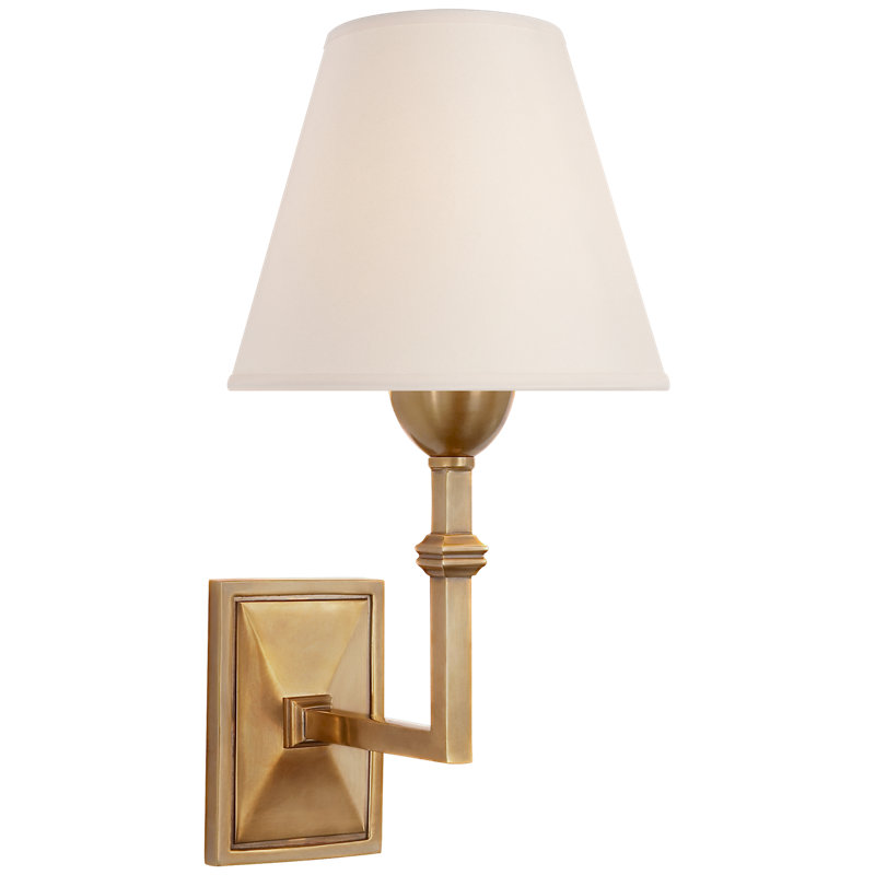 Alexa Hampton Jane Wall Sconce, Hand-Rubbed Antique Brass, Fabric