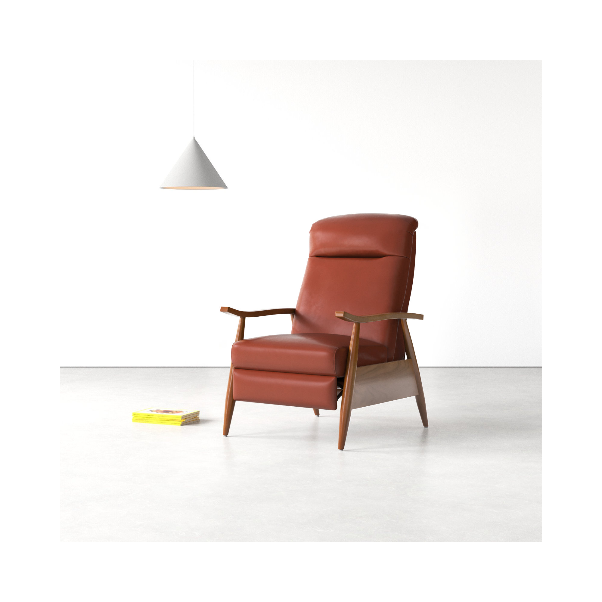 Imona 30" Wide Leather Recliner, Caramel Pebbled Genuine Leather