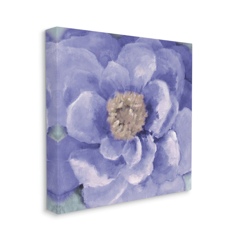 Gros plan sur une fleur anémone mauve par Lanie Loreth - Peinture, Toile tendue, H 17 po x l 17 po