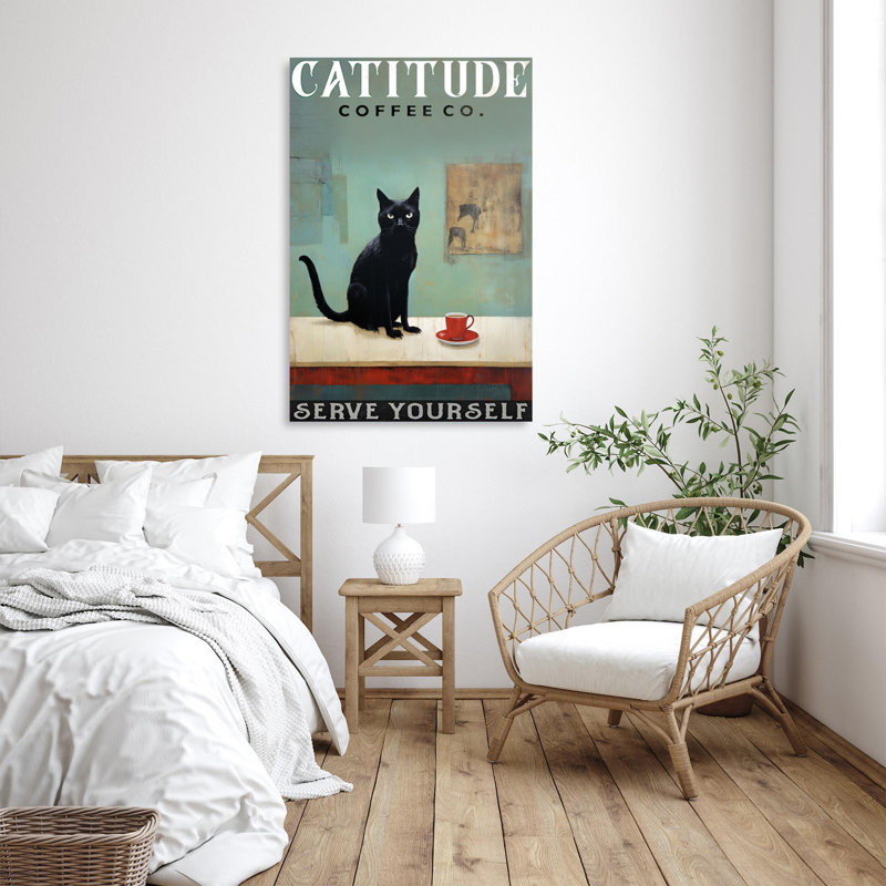 «Catitude Coffee Co 1», reproduction sur toile, H 36 po x l 24 po x P 1,25 po