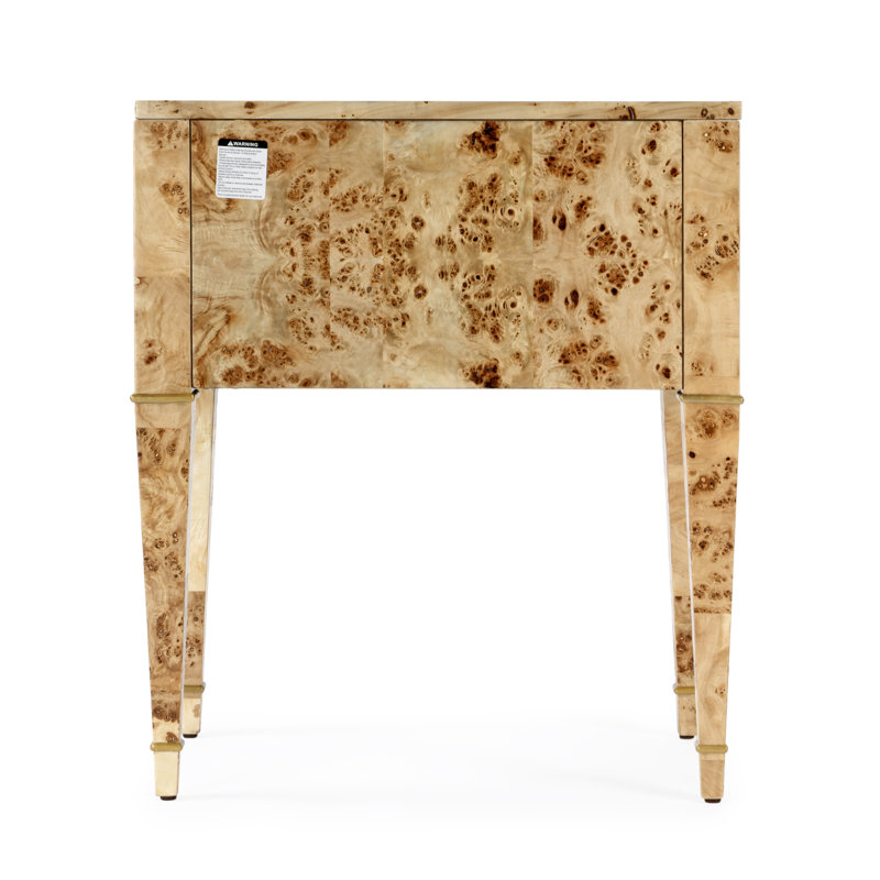 Kai 2 Drawer End Table, Natural Burl
