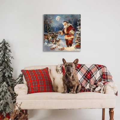 Christmas Santa Unframed Canvas Wall Art 16" X 16"