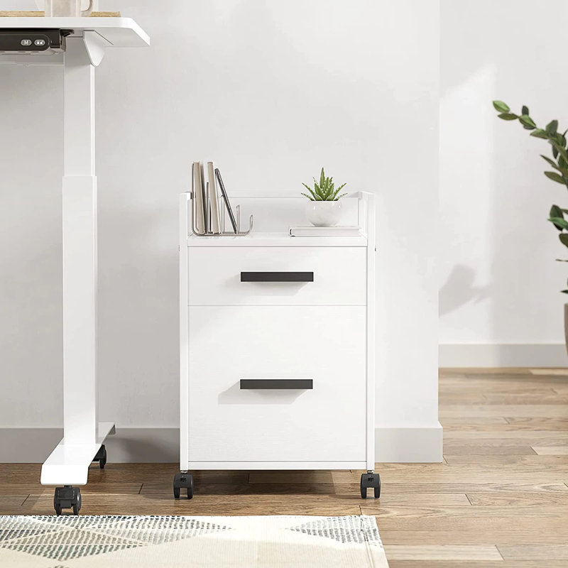 Color 15.7'' Wide 2 -Drawer Mobile File Cabinet, White