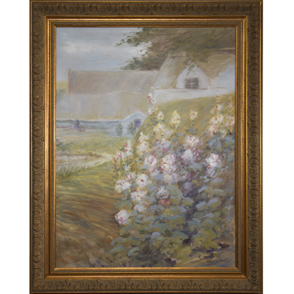 Study Of Hollyhocks Print by Clements