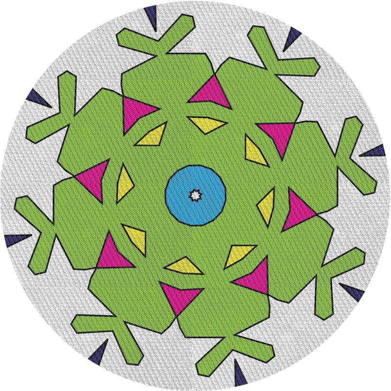Tapis gris/vert à tisser électrique, Rond 8 pi