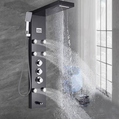 Bathroom Shower Set Accessories Faucet Panel Tap Hot and Cold Water Mixer LED Ceiling Shower Head Rainfall Waterfall Shower