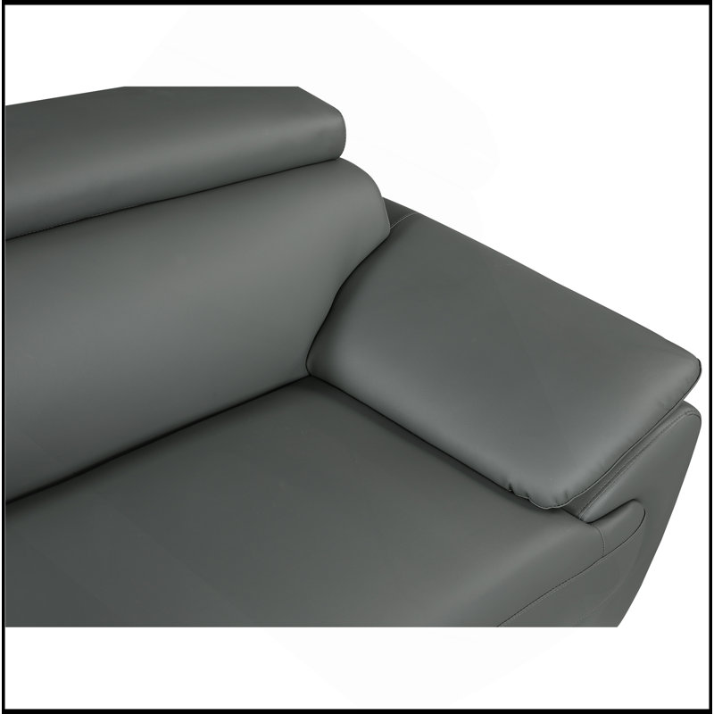 Causeuse en cuir véritable, Gris