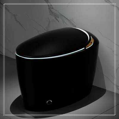 Unique Smart Toilet with Bidet Built In, Intelligent One Piece Toilet For Modern Bathroom, Auto Open/Close Seat, Foot Sensor, LED Display,Night Light, Warm Water & Dryer, Black