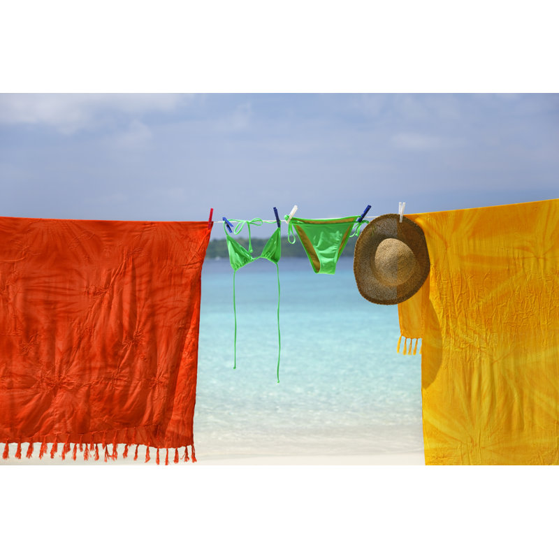 Clothesline With Sarongs by Cdwheatley - No Frame Art Prints on Canvas, 30cm H x 46cm W
