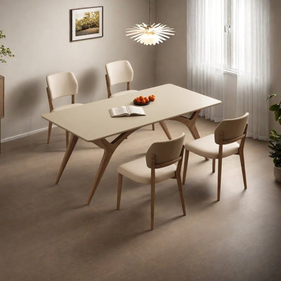 Rectangular rock slab dining table