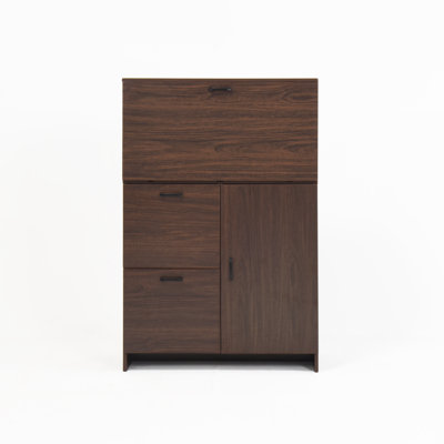 Space-saving Walnut Desk Cabinets For Compact Home Offices - Multifunctional Particle Board Design