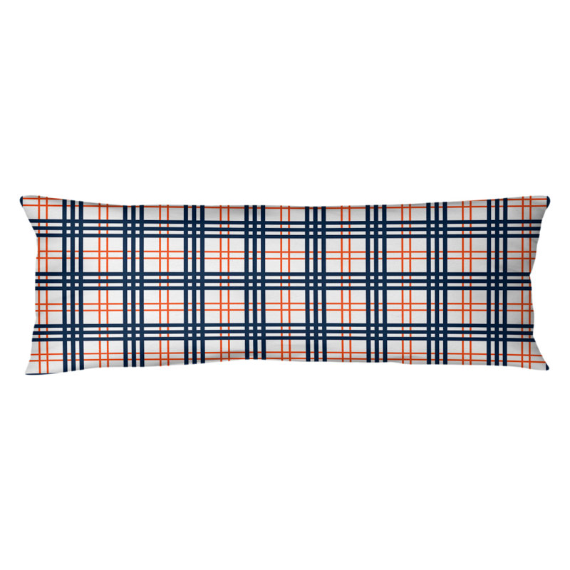 Polyester Medium Pillow, White/Orange/Blue, Plush Fleece
