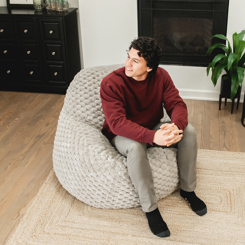 Big Joe Chilloway Foam Filled Structured Bean Bag Chair Lounger, Vanilla Latte Honeycomb, Vanilla Latte Polyester