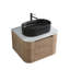 Ensemble de meuble-lavabo moderne cannelé courbé avec rangement à fermeture douce et porte-serviettes inclus