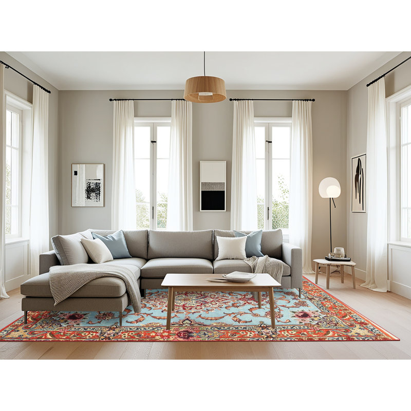 Tapis oriental rouge et bleu, Rectangle 8 pi x 12 pi