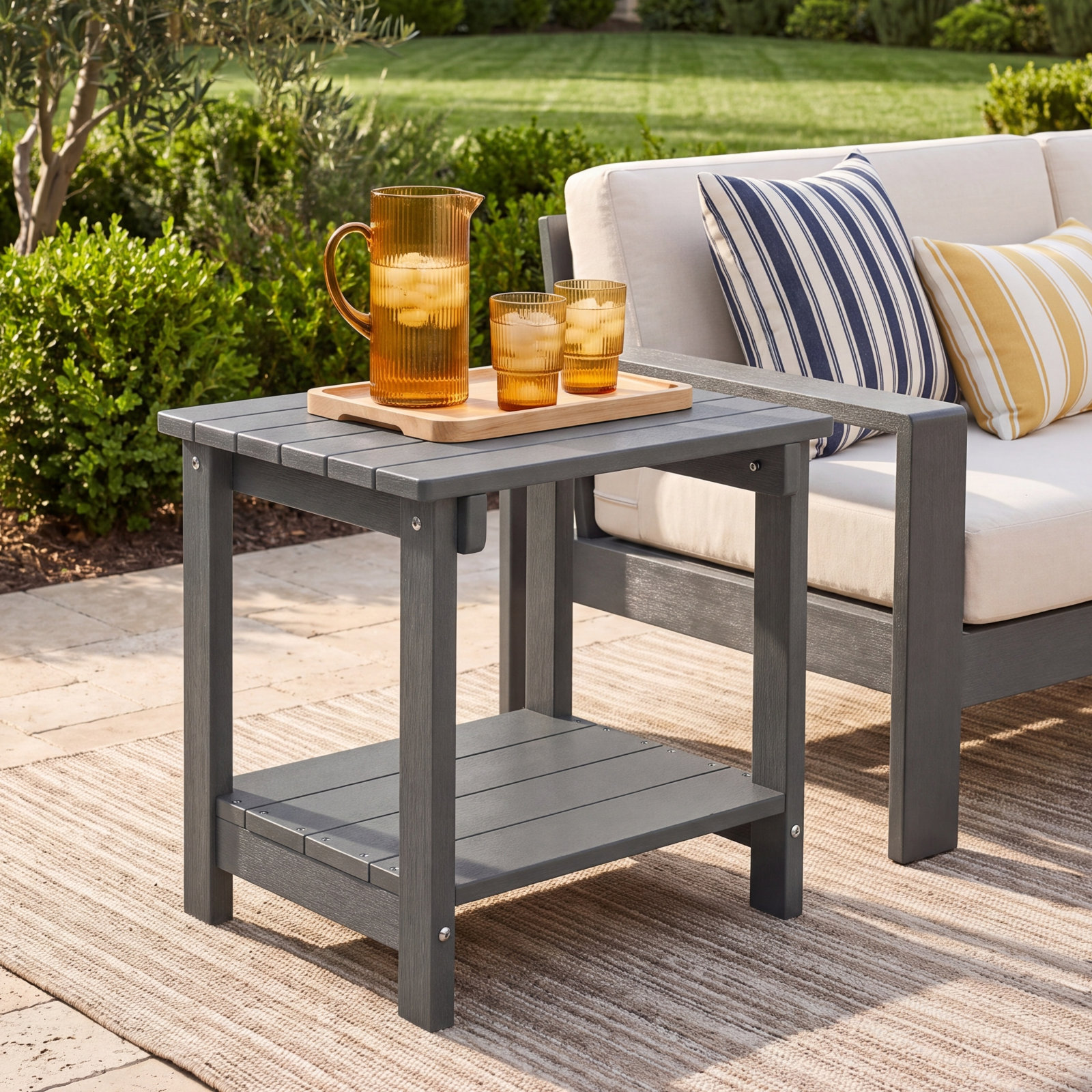 Clarence 19.68'' Outdoor Side Table, Gray