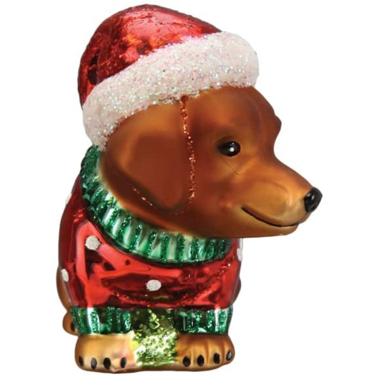 Dog Christmas Glass Ornaments, Blown Glass Christmas, Handmade