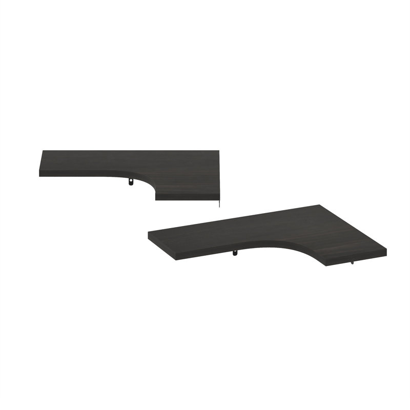 Ebern Designs Authement Wall Mounted Corner L-Shape Floating Display Shelves, Pine Oak, Set Of 2, Dark Espresso