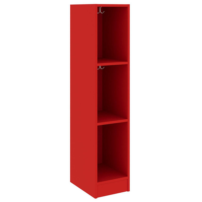 Armoire de salle de classe simple et large à trois compartiments, Rouge tulipe, H 72 po x l 12,5 po x P 17 po