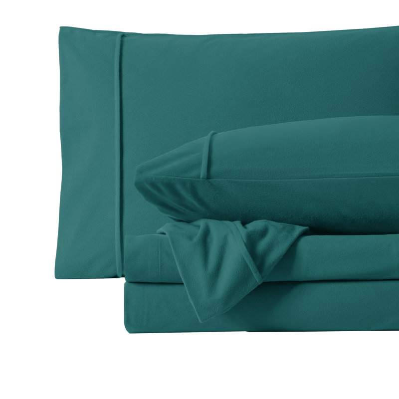 Sweet Home Collection Ultra Soft Microfiber Flannel Sheet Set, Full Sheet Set with 2 Pillowcases, Teal