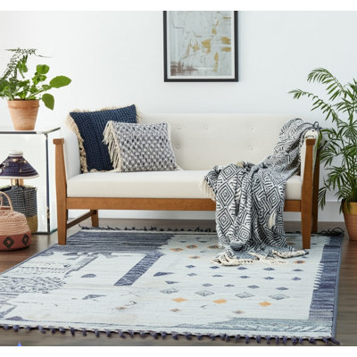 Tapis transitionnel contemporain multicolore en laine noué à la main Marrakech Wild Bloom