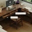 Bureau d'angle avec tiroirs, un bureau d'angle domestique en forme de L-599233925-599233947