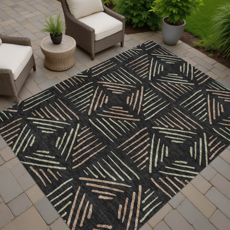 Tapis géométrique intérieur / extérieur lavable à la machine Kugler ACN2413, Rectangle 9 pi x 12 pi