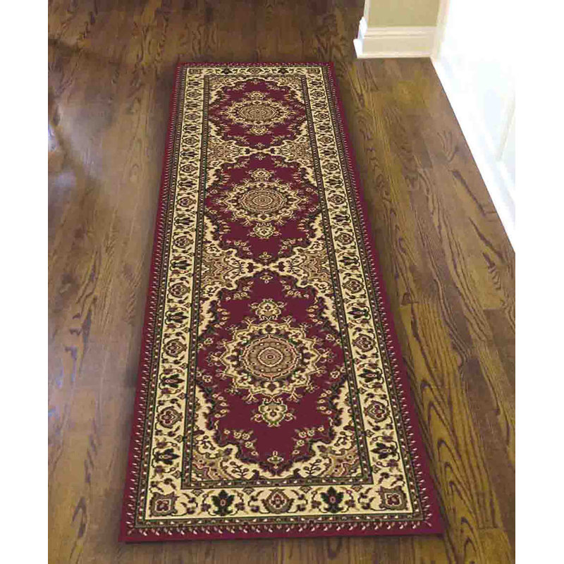  Tapis oriental bourgogne Northington, Tapis de couloir 2 pi 2 po x 7 pi 7 po