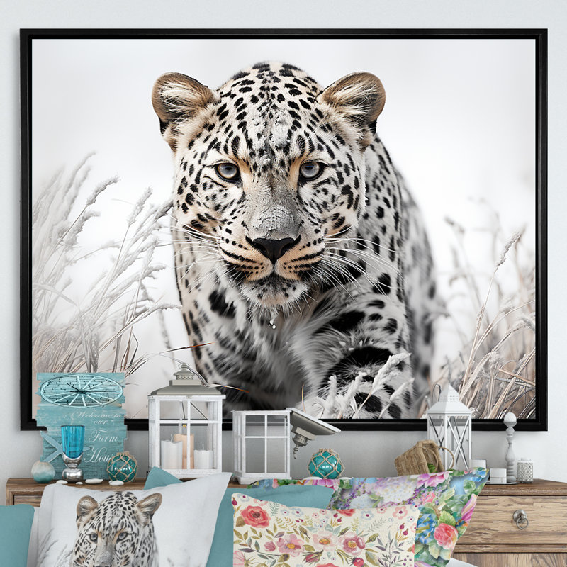 Jungle Leopard Stalk I - Leopard, Cadre flottant noir, H 34 po x l 44 po x P 1,5 po